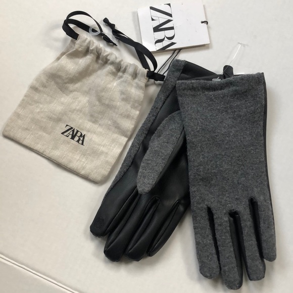 Zara Accessories - Zara Leather & Wool Touch Screen Gloves in Size L